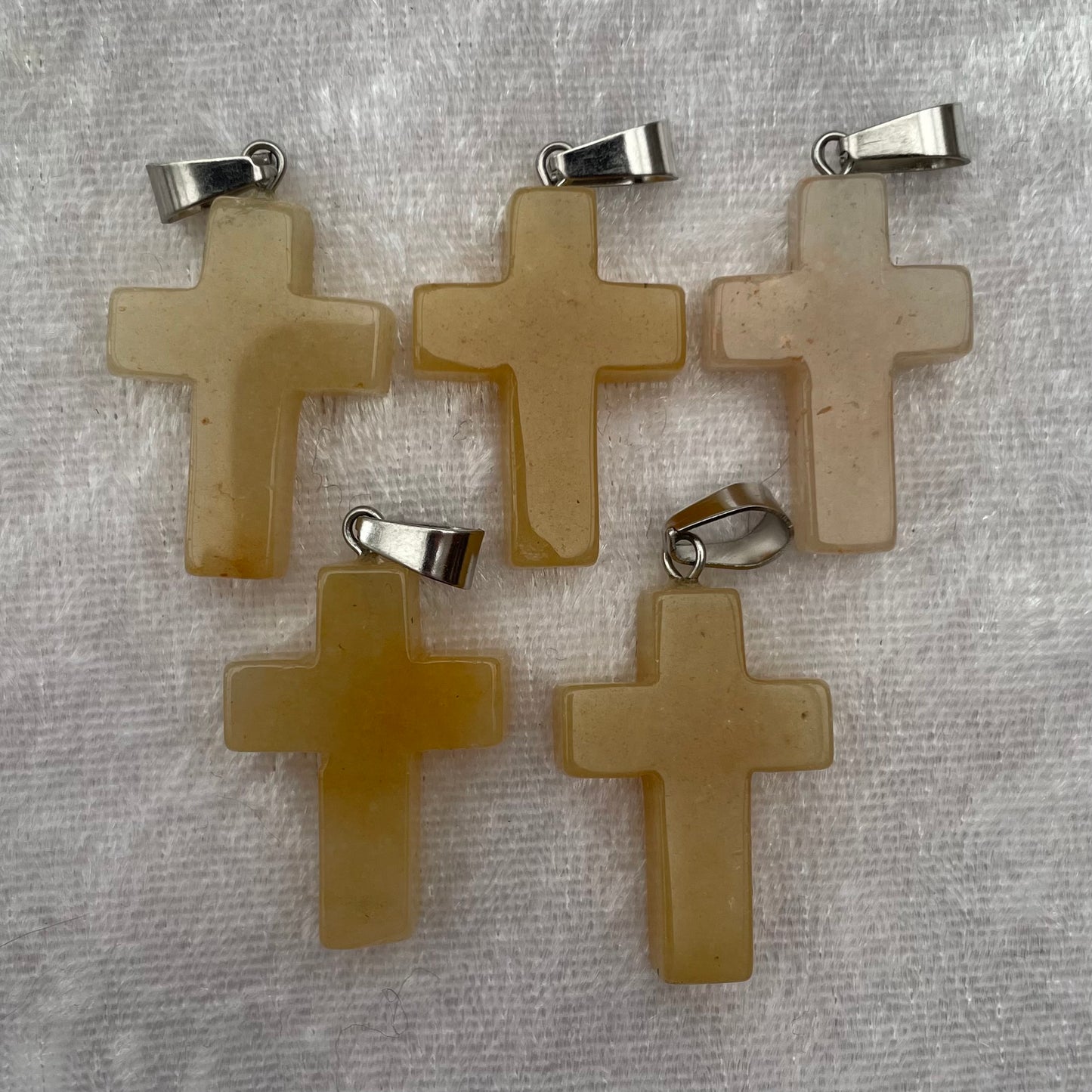 Peach Aventurine Cross Pendants