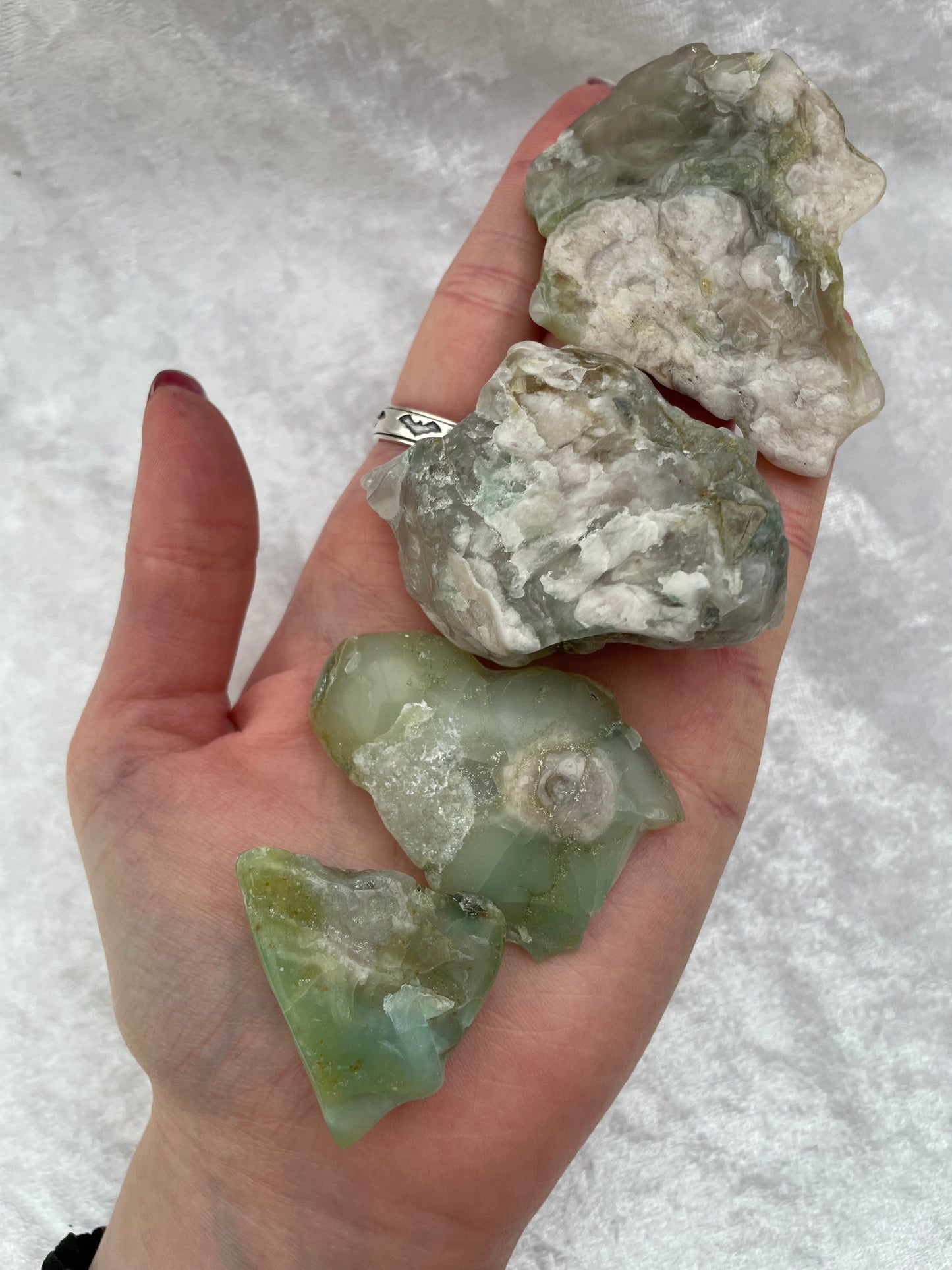 Half Tumbled Green Blossom Agate