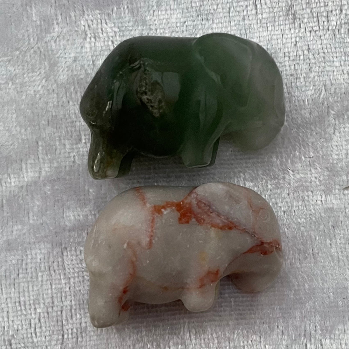 Mini Green Aventurine and Dali Jasper Elephants