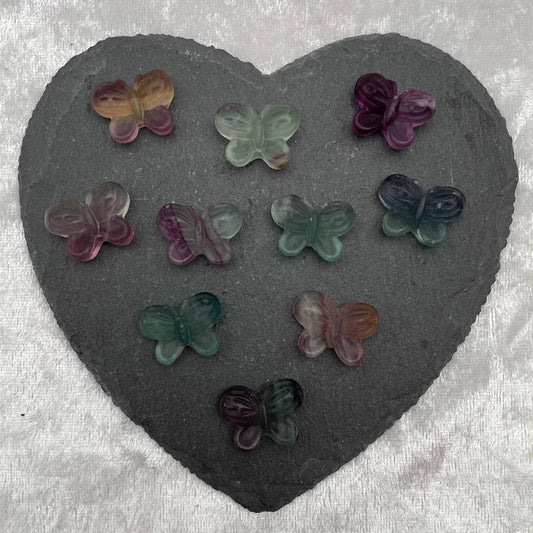 Mini Rainbow Fluorite Butterfly Carvings