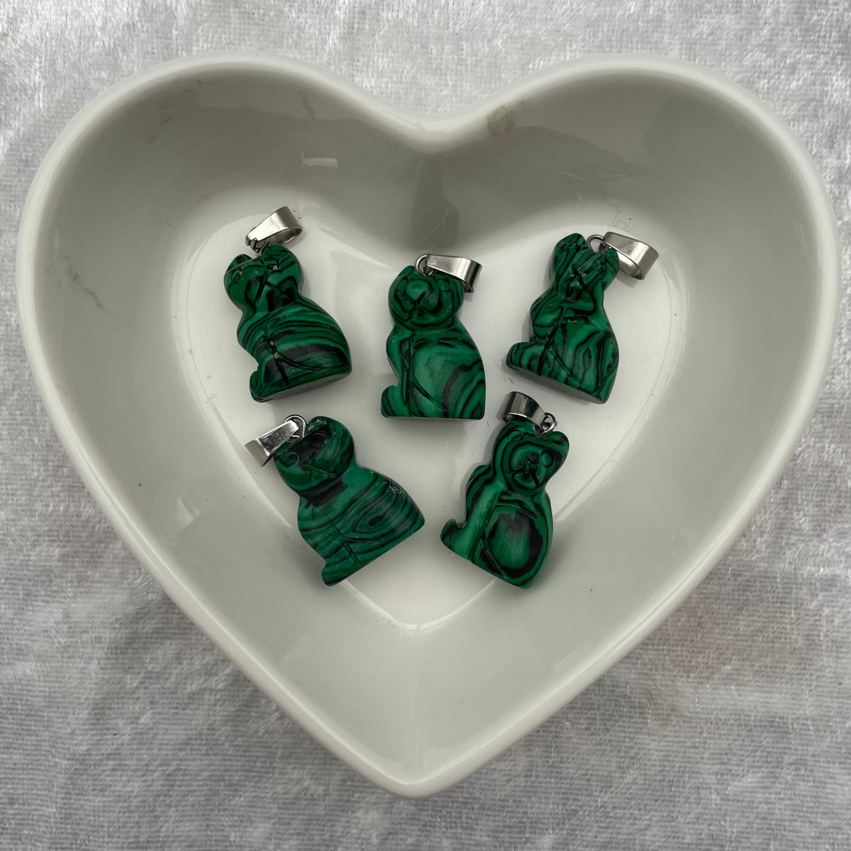 Artificial Malachite Cat Pendants