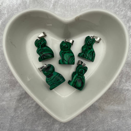 Artificial Malachite Cat Pendants