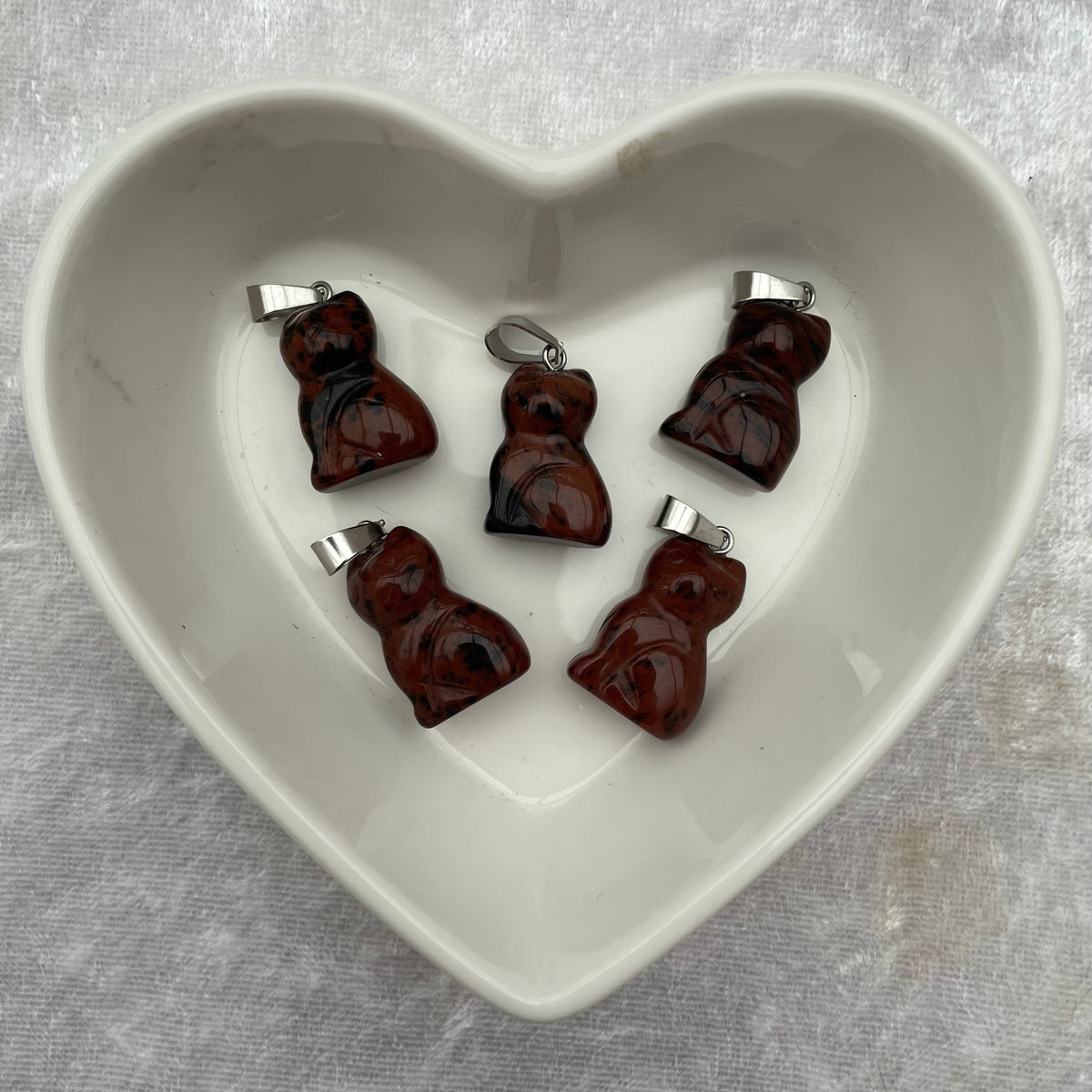 Mahogany Obsidian Cat Pendants