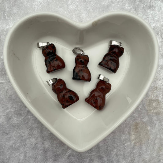 Mahogany Obsidian Cat Pendants
