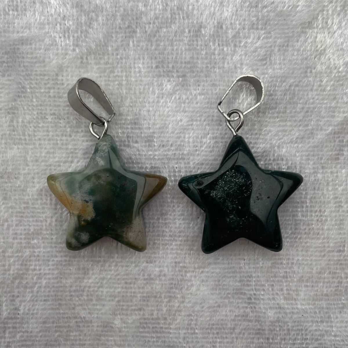 Moss Agate Star Pendants