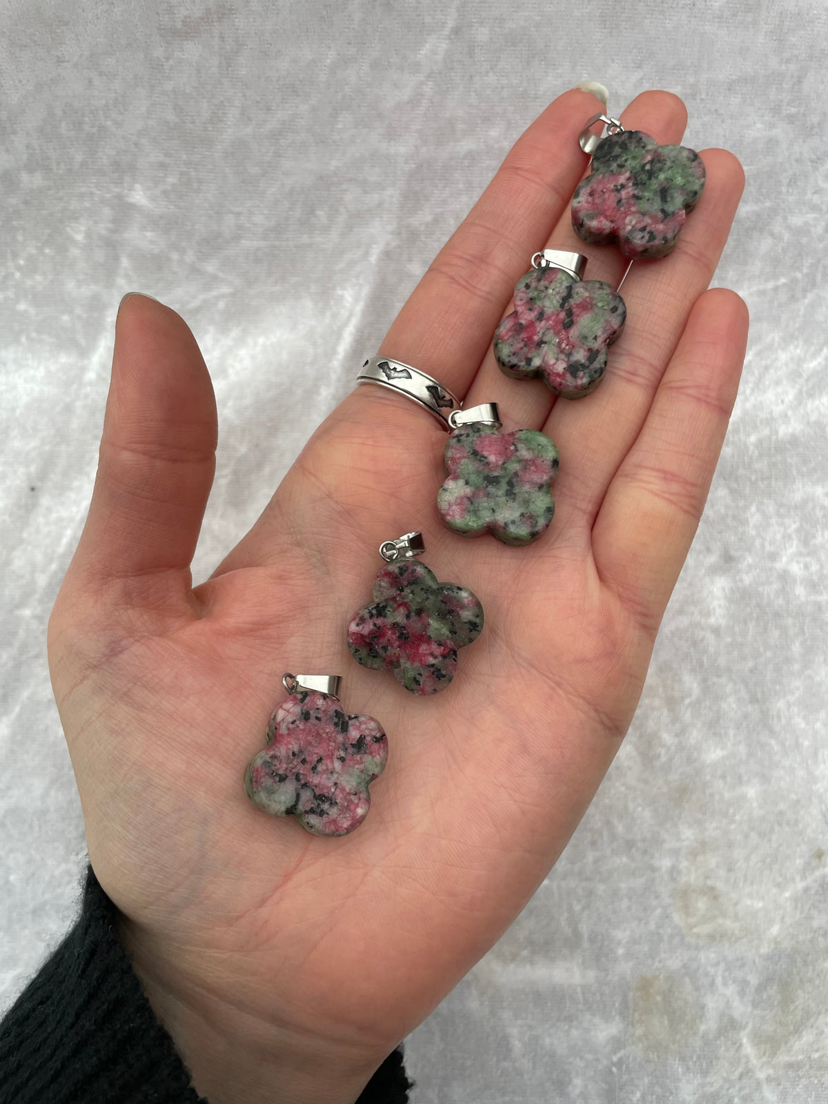Ruby Zoisite Flower Pendants