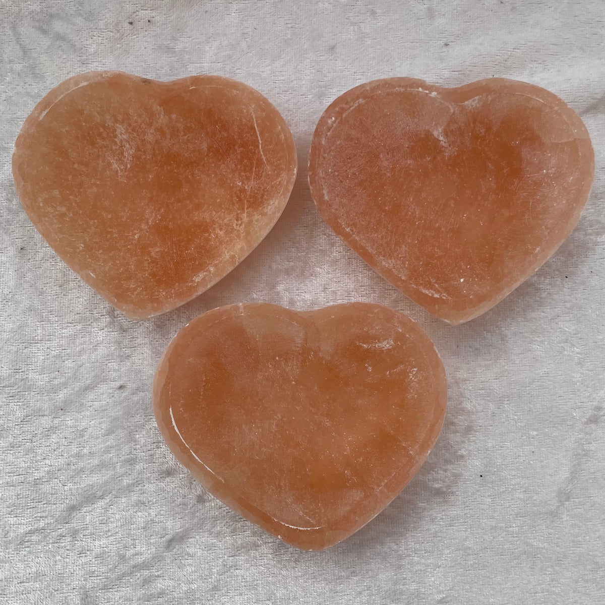 Orange Selenite Heart Bowls