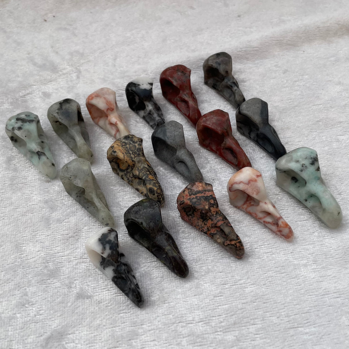 Mini Crystal Bird Skull Carvings