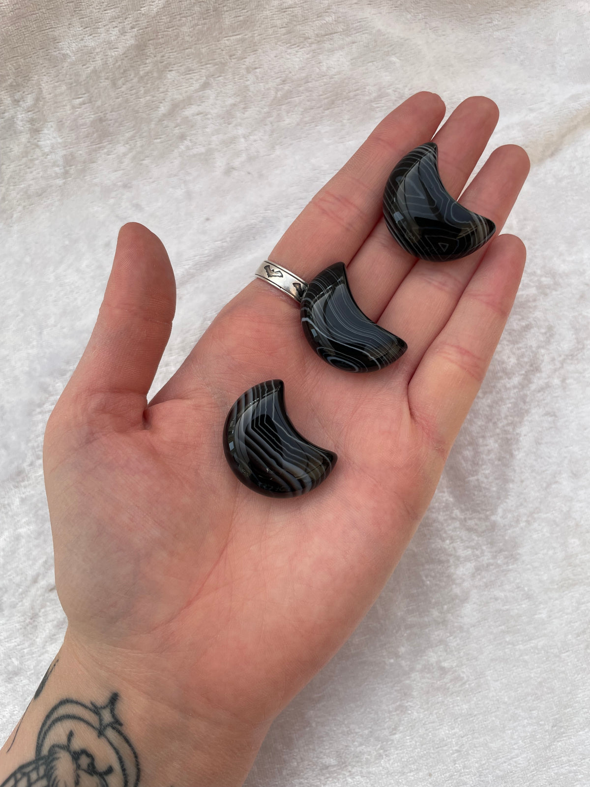 Mini Black Agate Moons
