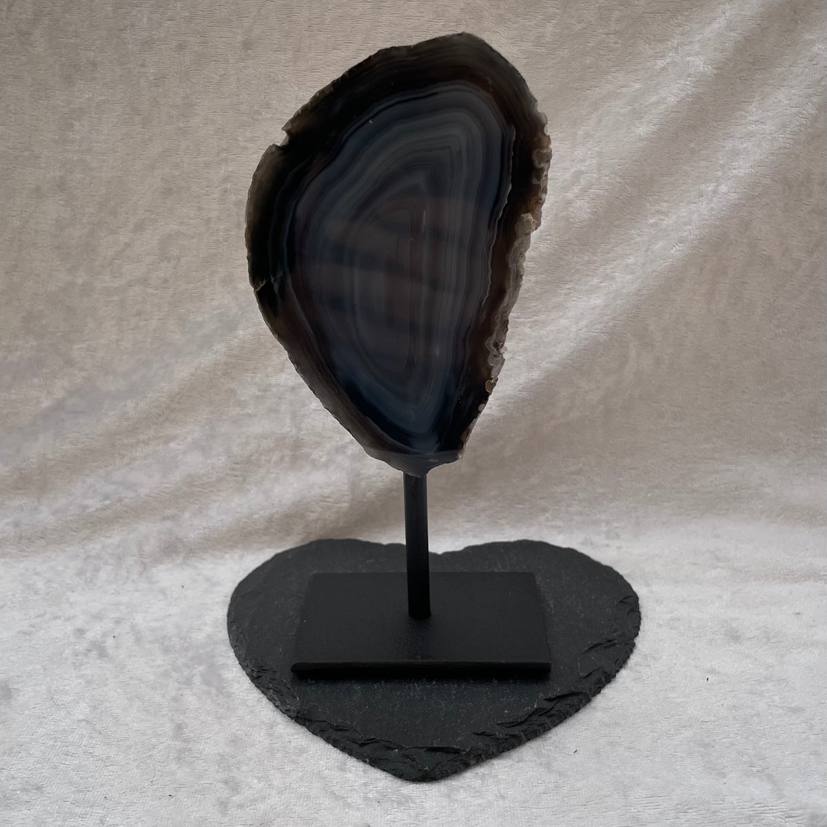 Grey Agate Geode Slice on Stand