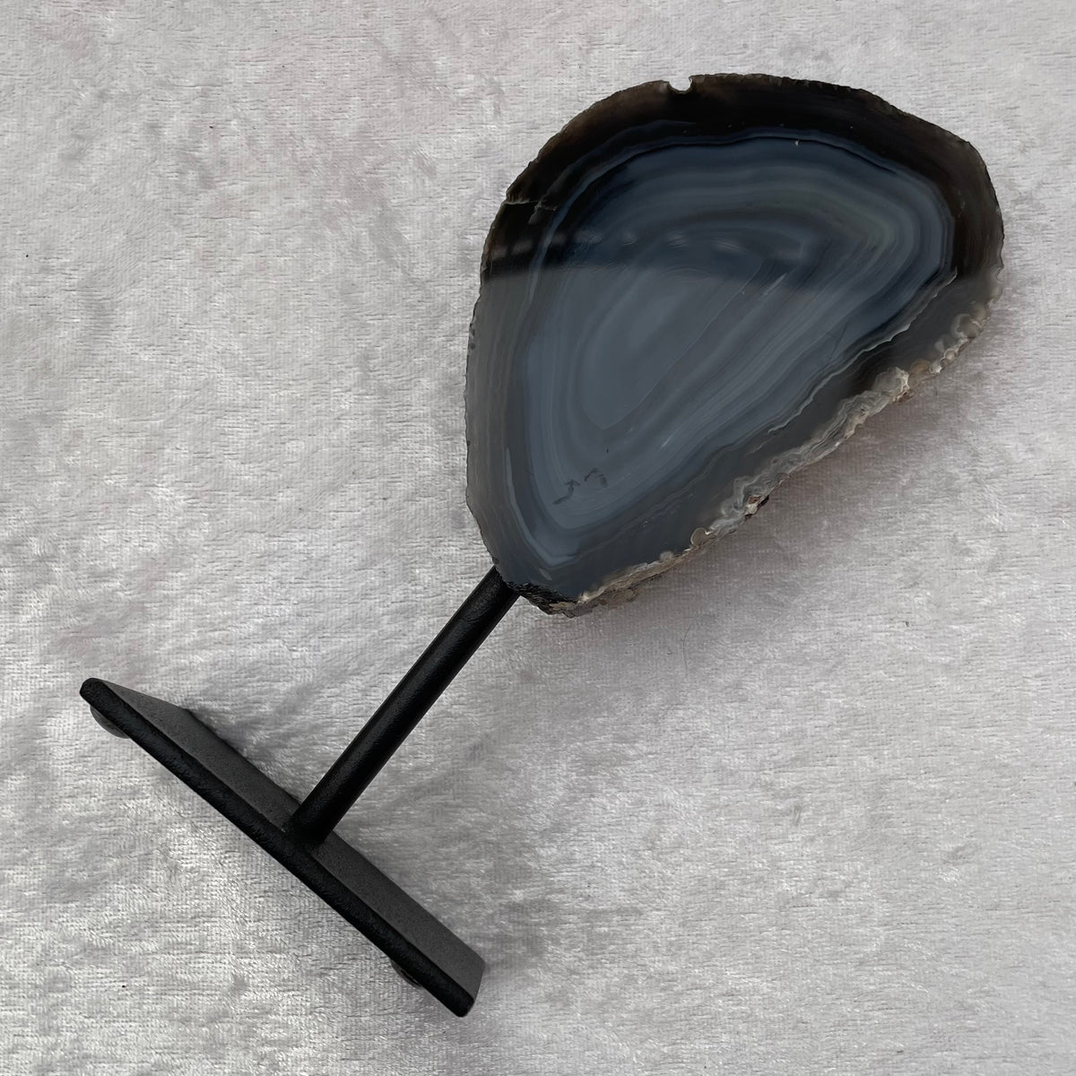 Grey Agate Geode Slice on Stand