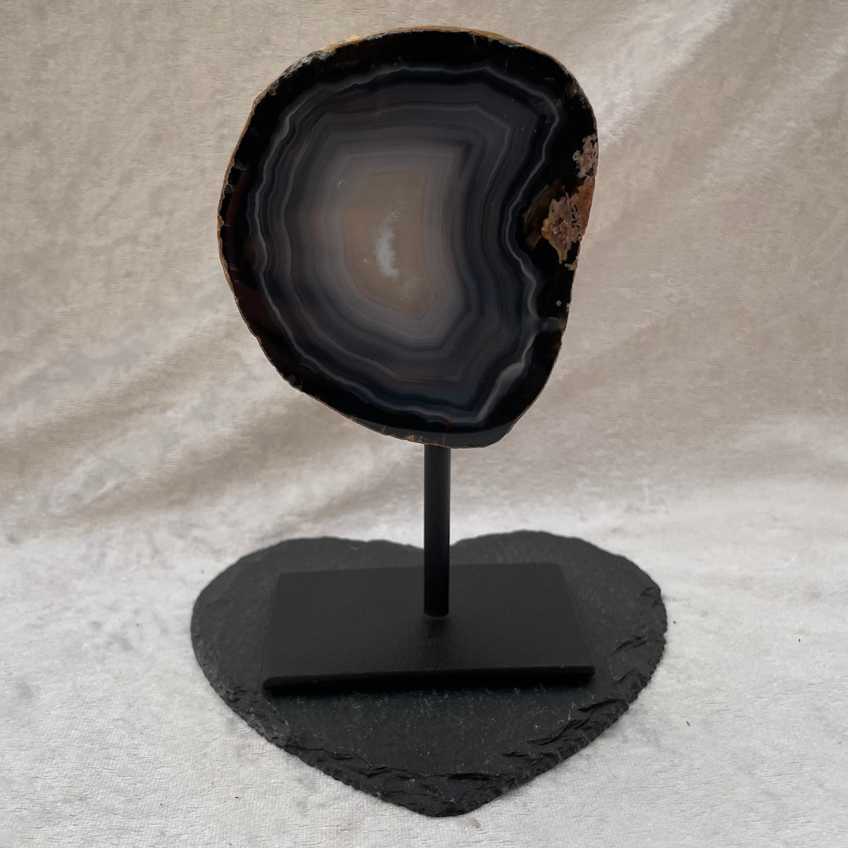 Grey Agate Geode Slice on Stand