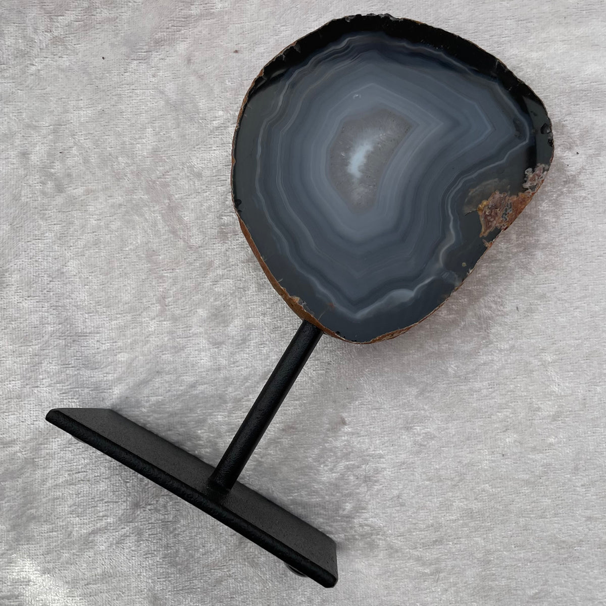 Grey Agate Geode Slice on Stand