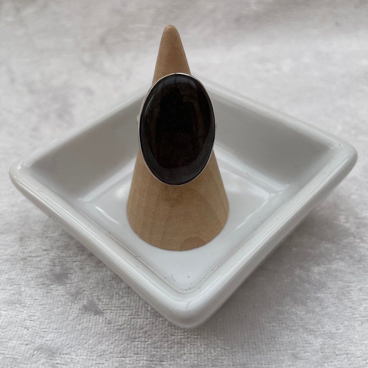 Black Sheen Obsidian Ring