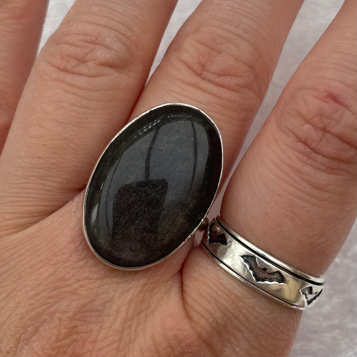 Black Sheen Obsidian Ring