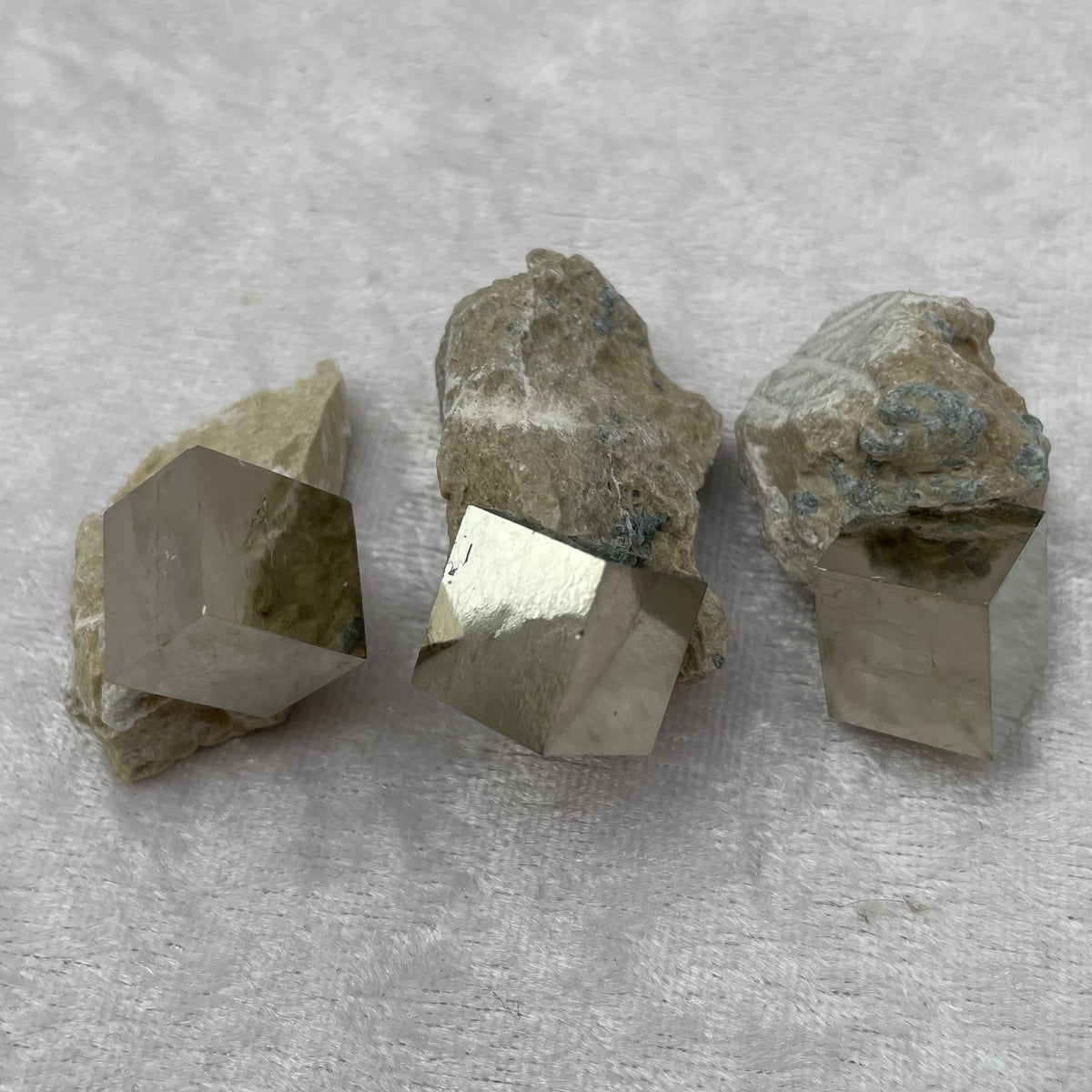 Natural Pyrite Cubes on Matrix