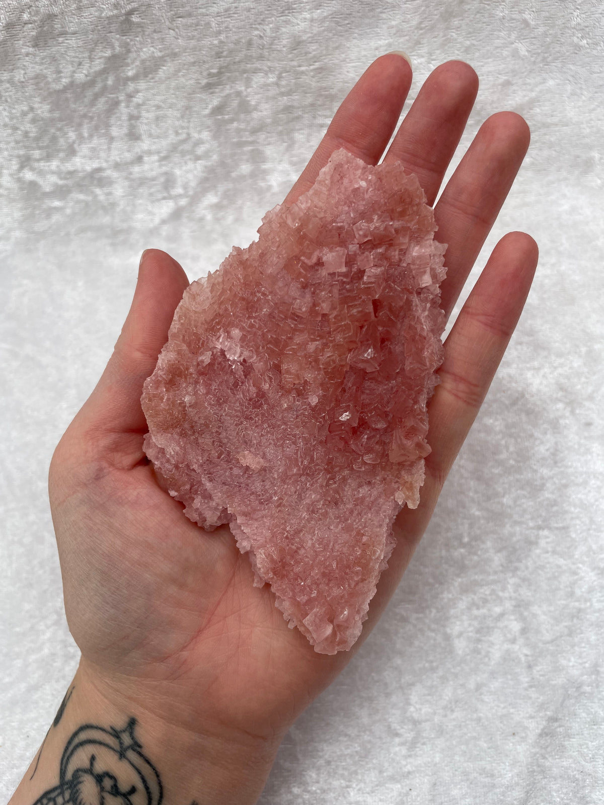 Pink Halite Druzy Cluster Slice