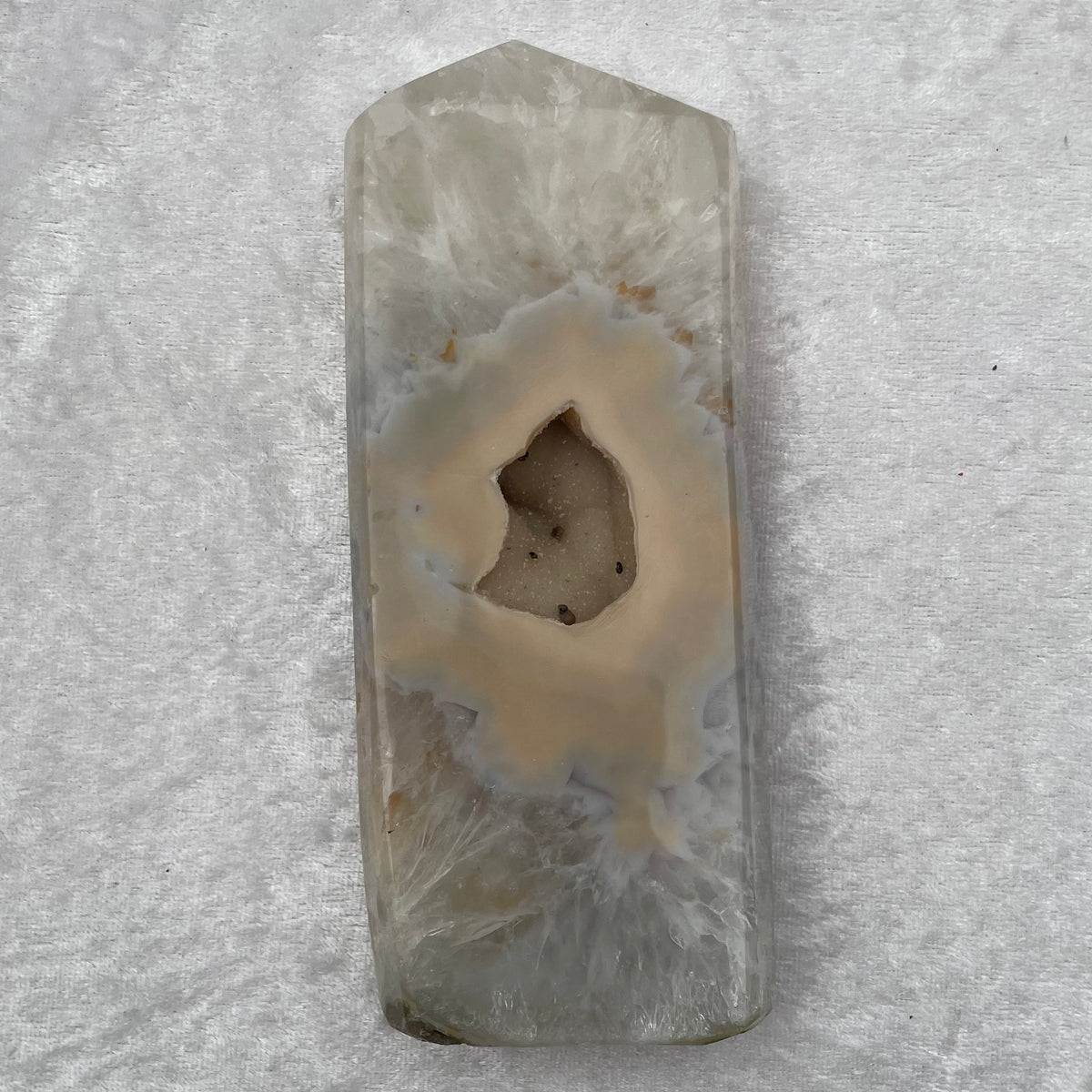 Natural Agate Tower with Druzy Geode Centre