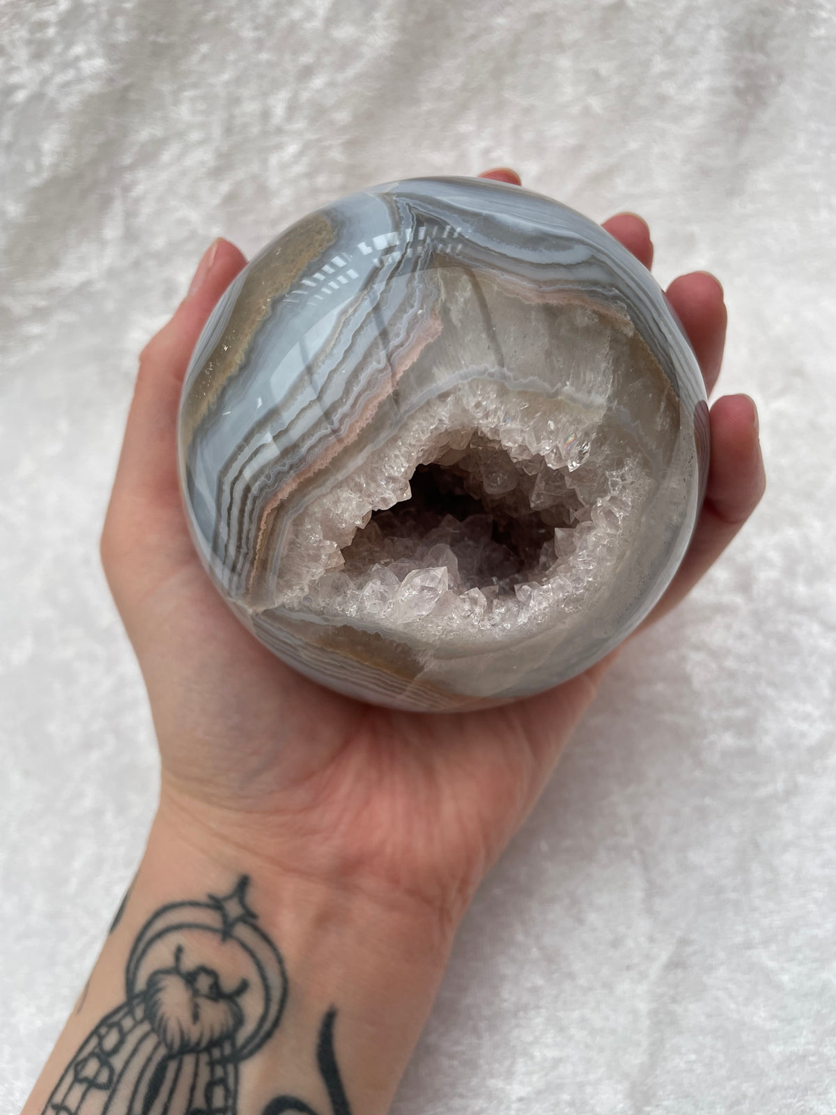Large Amethyst Agate Druzy Geode Sphere