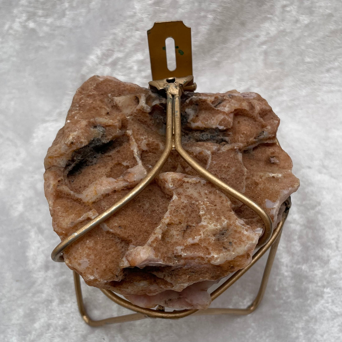 Pink Amethyst Hinged Geode on Gold Display Stand