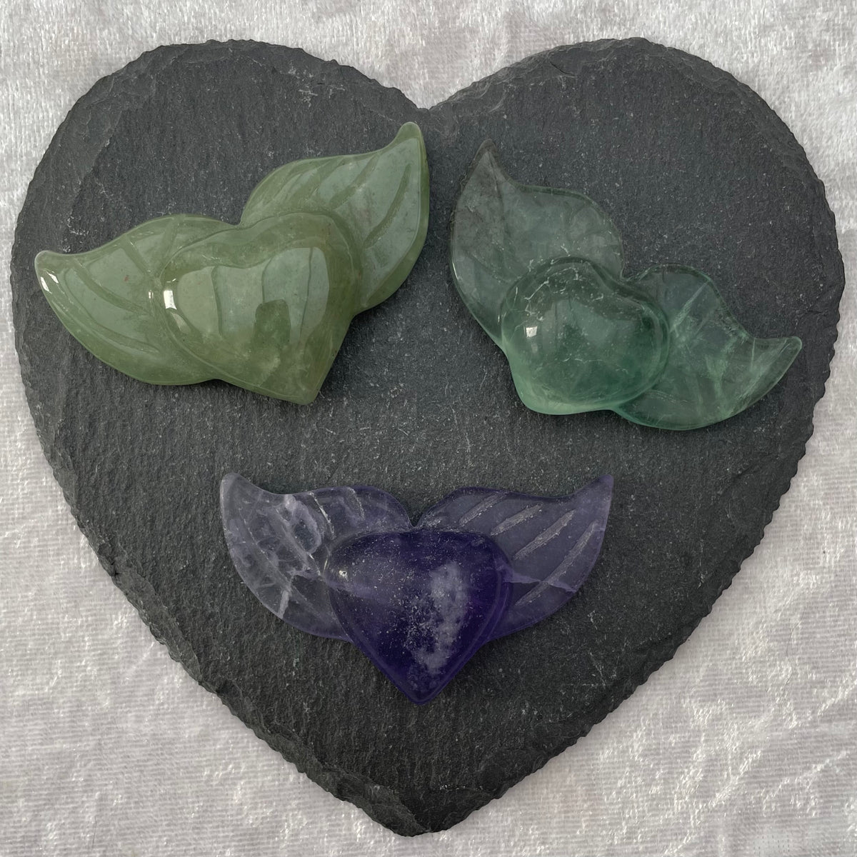 Crystal Winged Heart Carvings