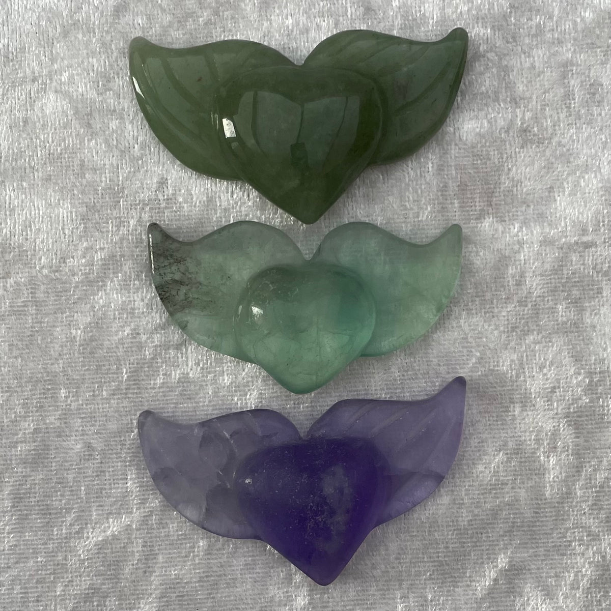 Crystal Winged Heart Carvings