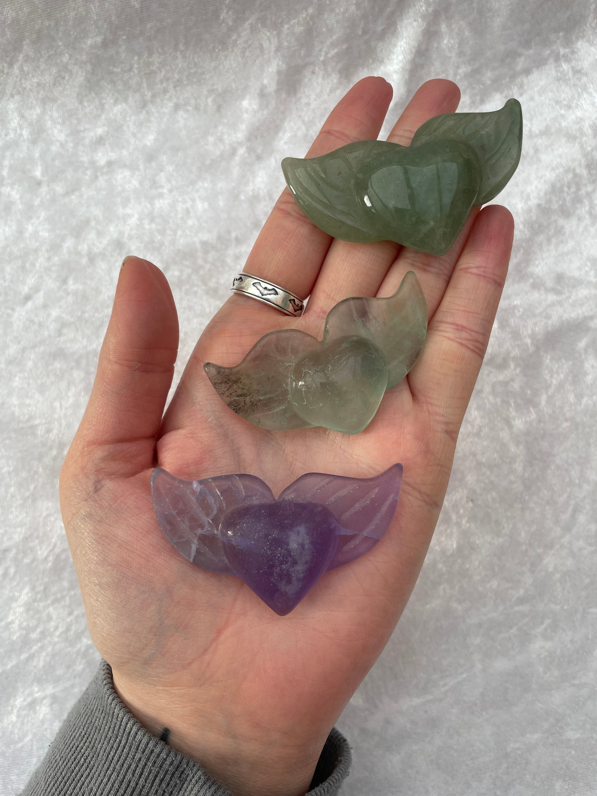 Crystal Winged Heart Carvings