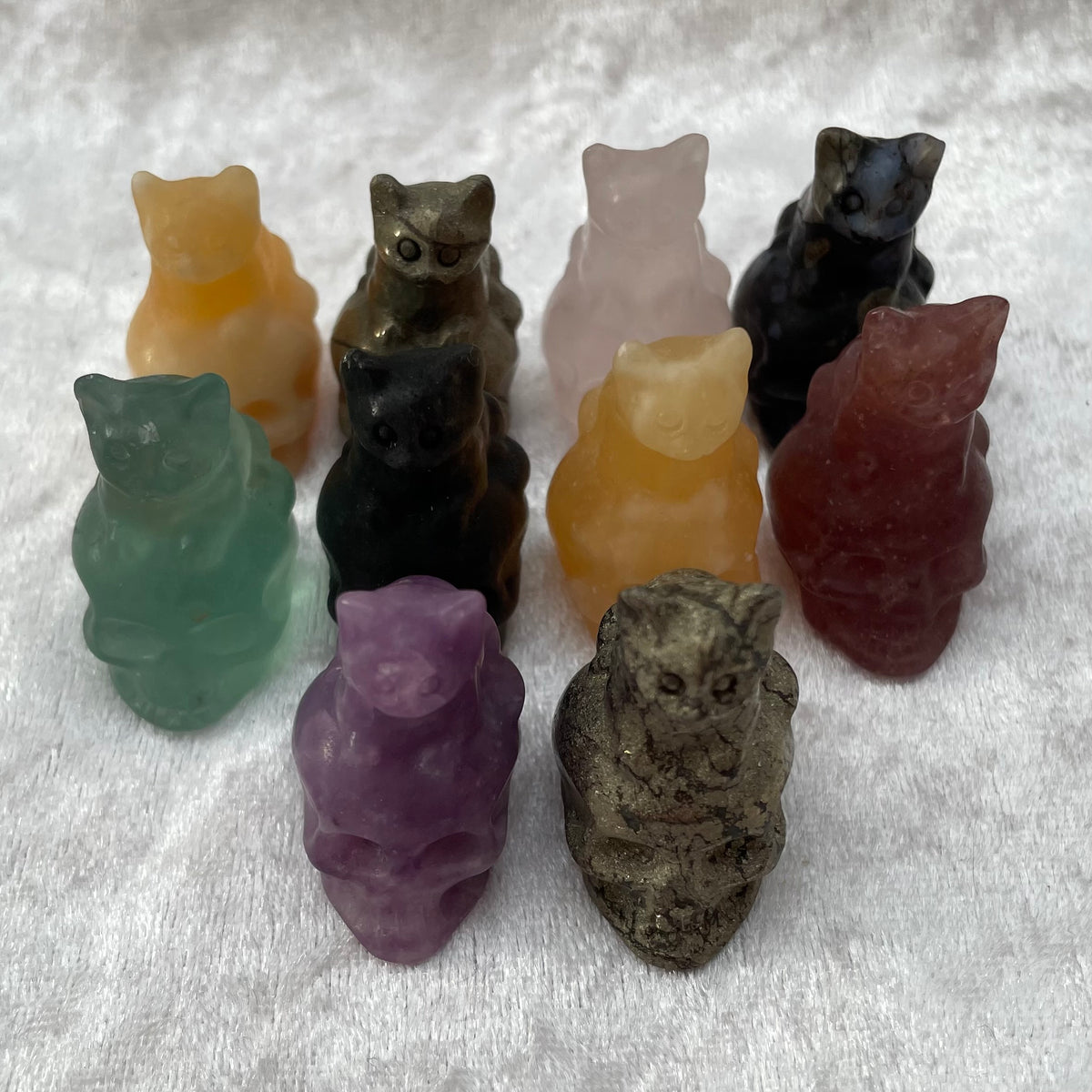 Mini Crystal Cats on Skulls