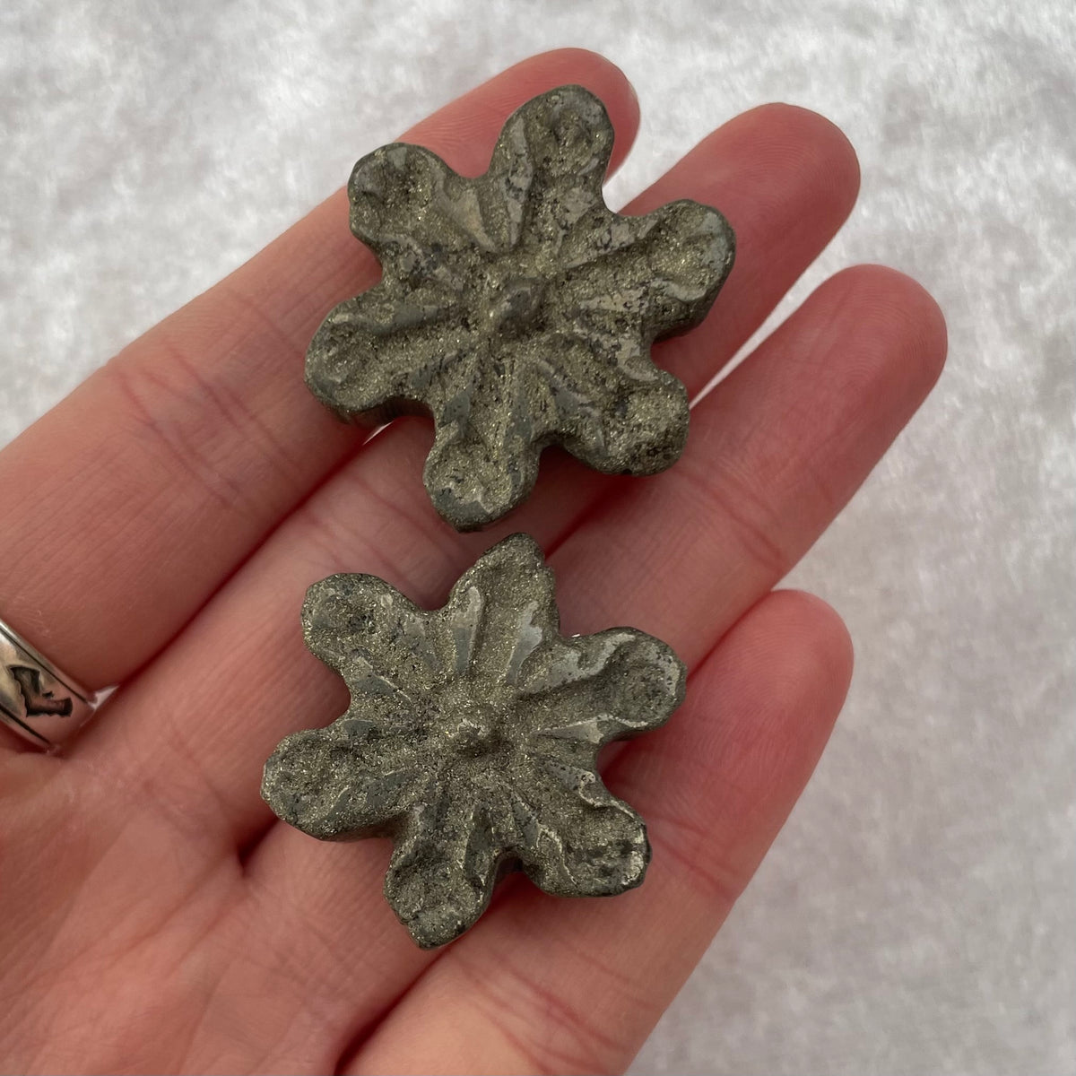 Pyrite Snowflake Carvings