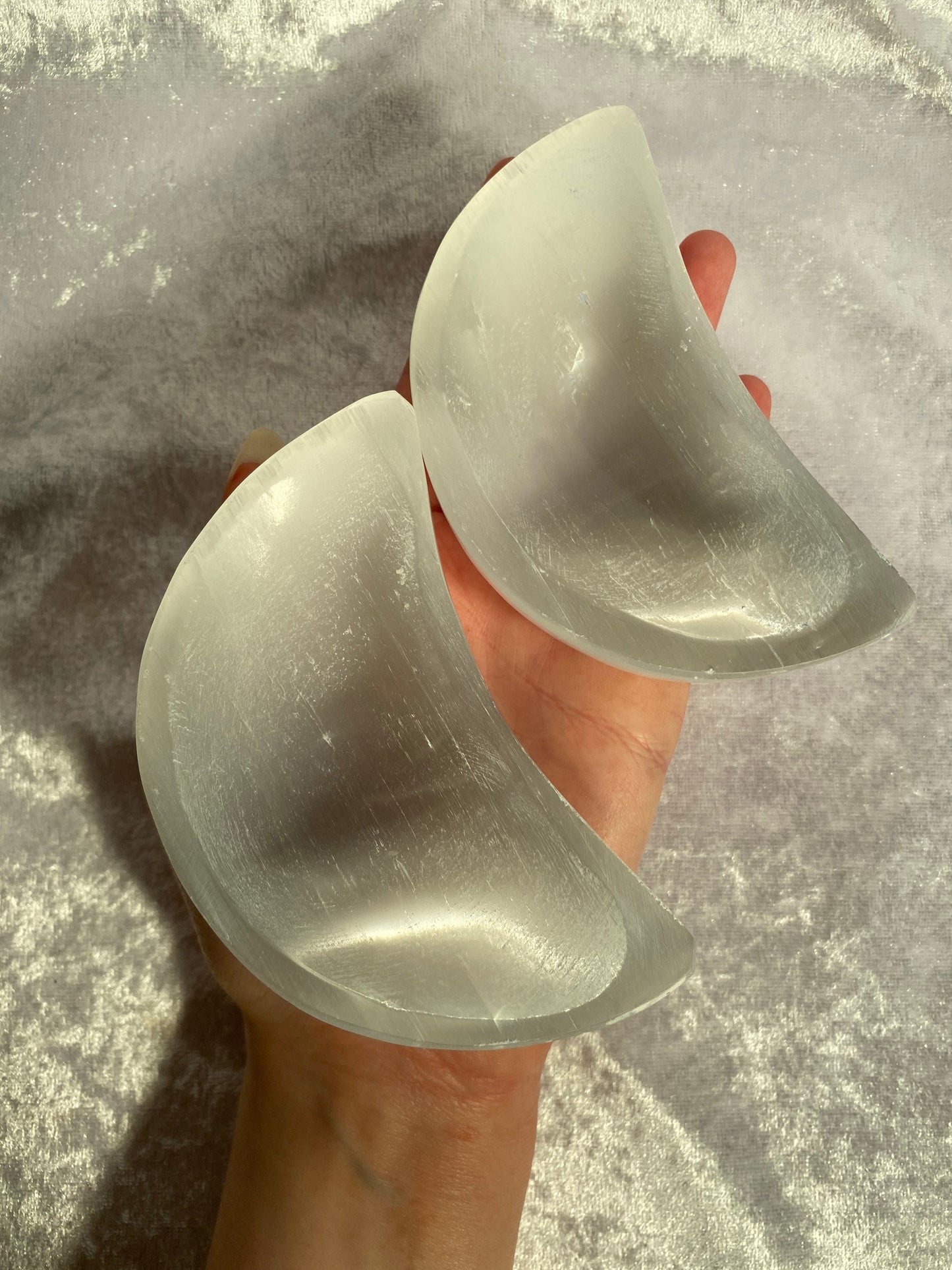 Selenite moon bowls