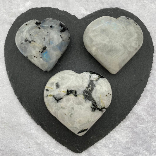 Rainbow Moonstone hearts