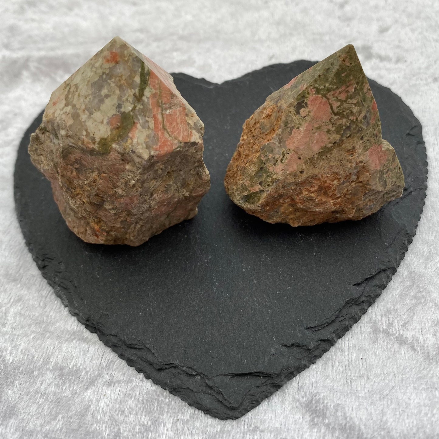 Unakite half polished points