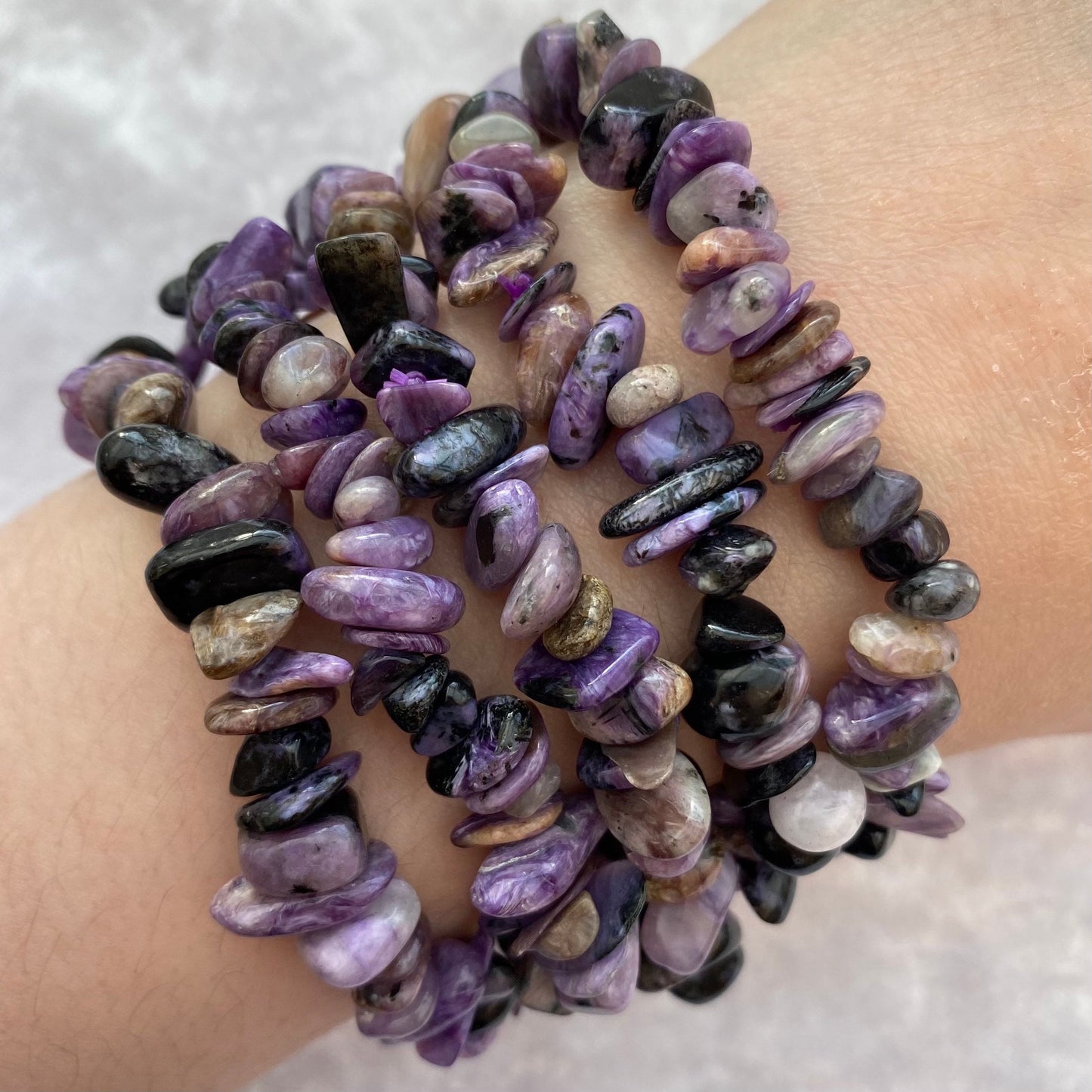 Charoite chipstone bracelets