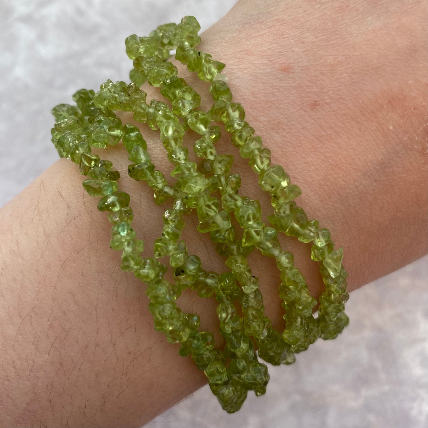 Peridot chipstone bracelets