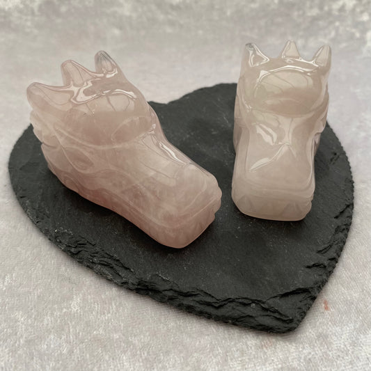 Rose Quartz dragon heads