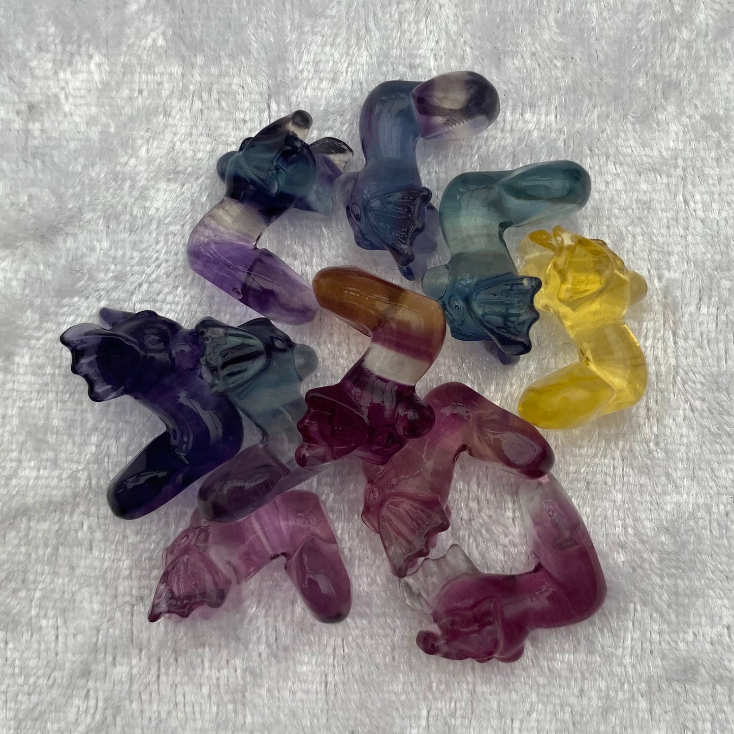 Mini Rainbow Fluorite Pokémon Dragonair carvings