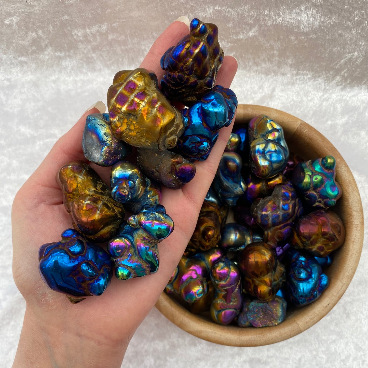 Titanium Aura Chalcedony tumblestones