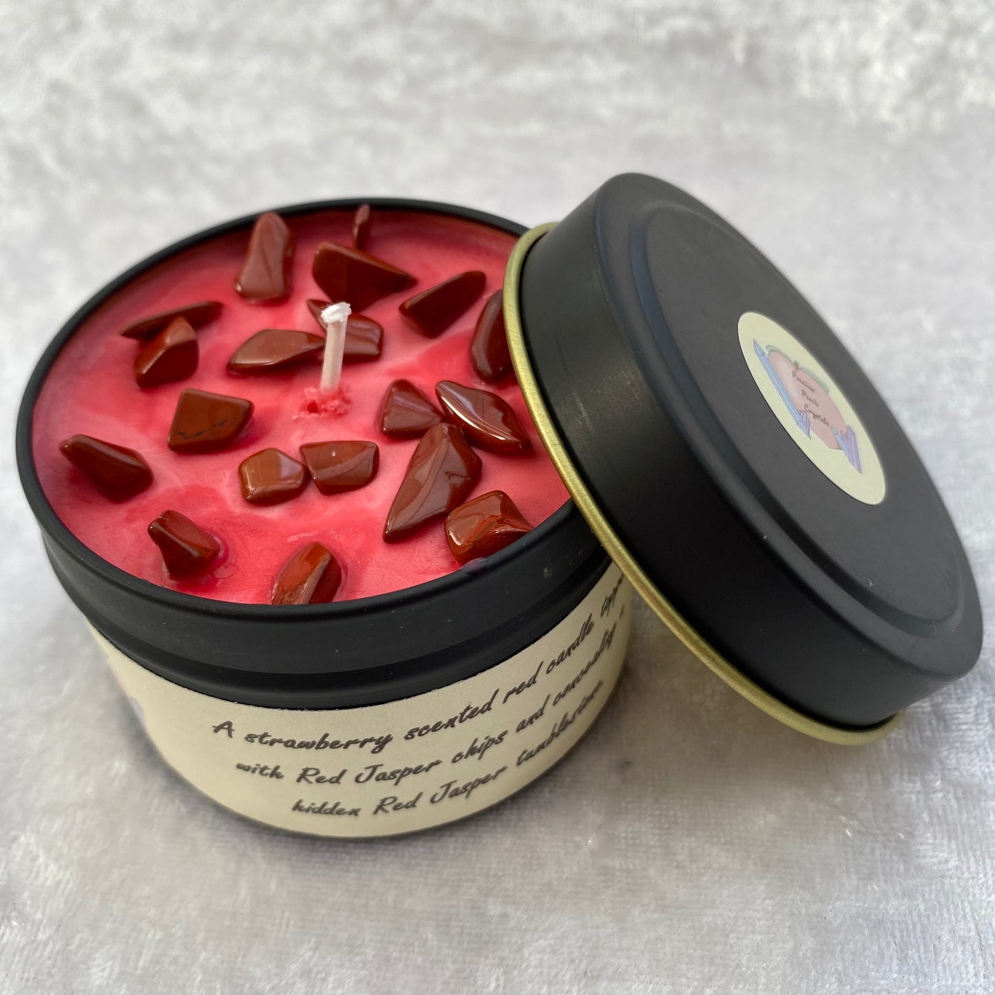 Strawberry scented Red Jasper candles