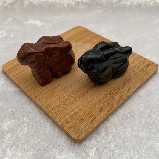 Mahogany Obsidian and Black Obsidian Bunny Rabbits