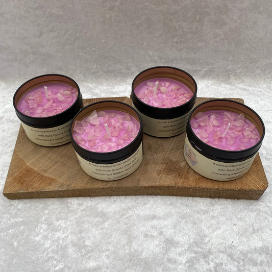 Rose scented Rose Quartz candles