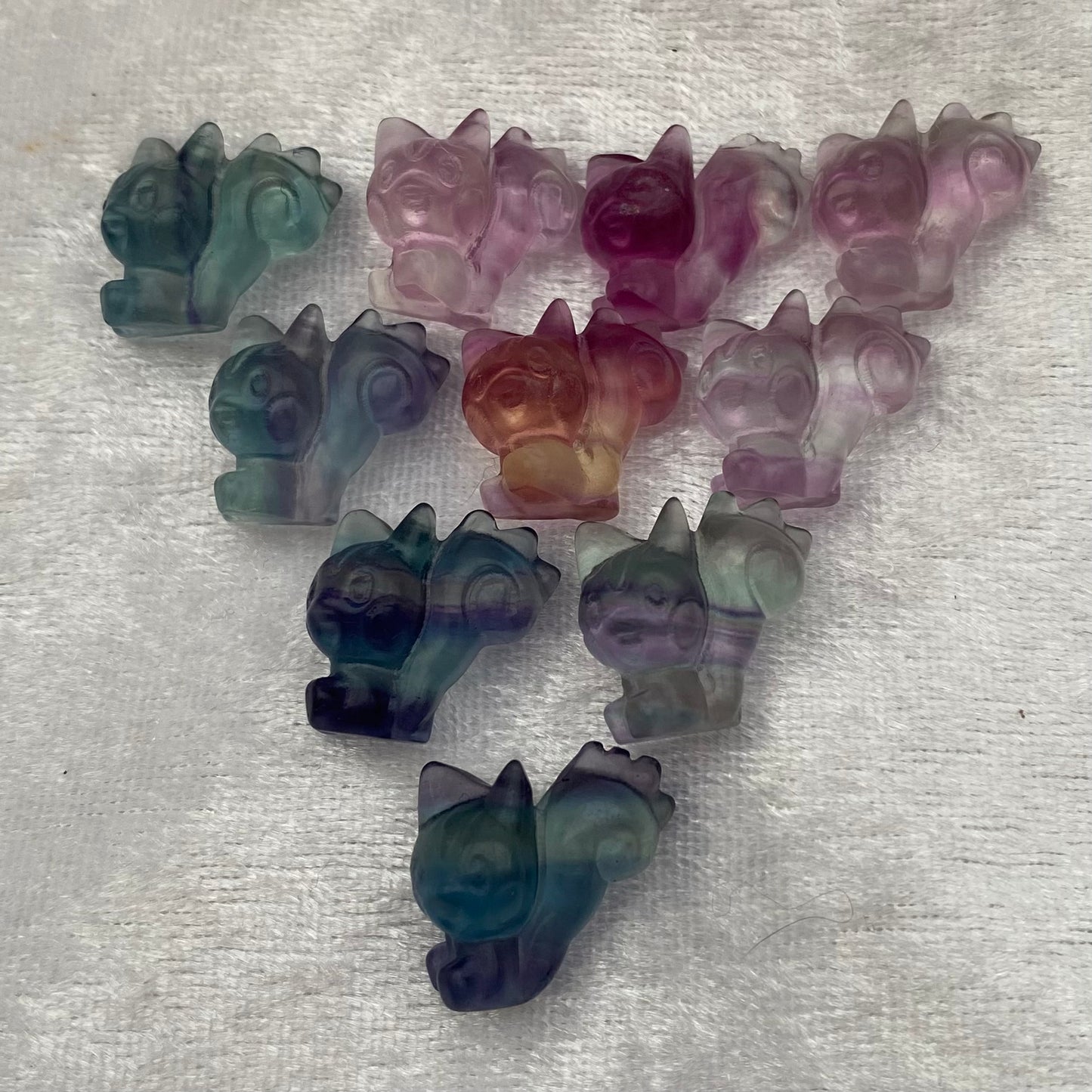 Mini Rainbow Fluorite Pokémon Pachirisu carvings