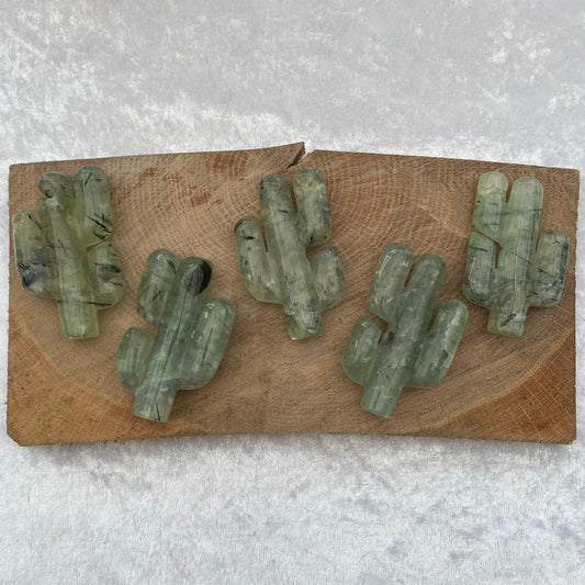 Prehnite and Epidote cactus carvings