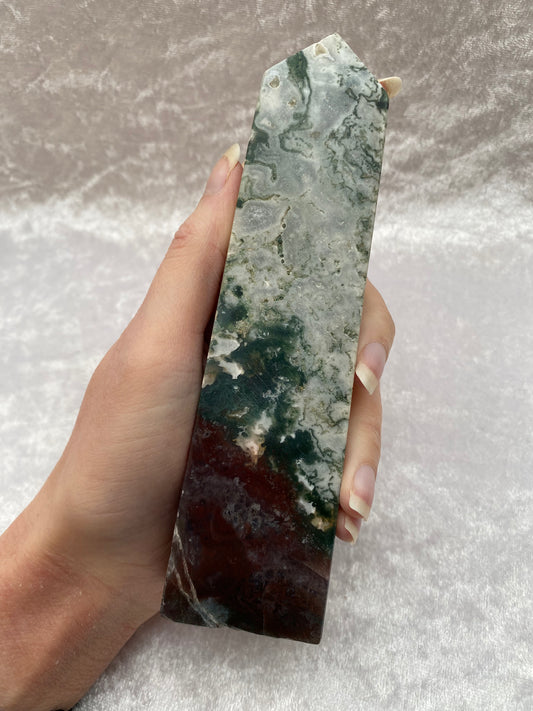 Moss Agate Obelisk