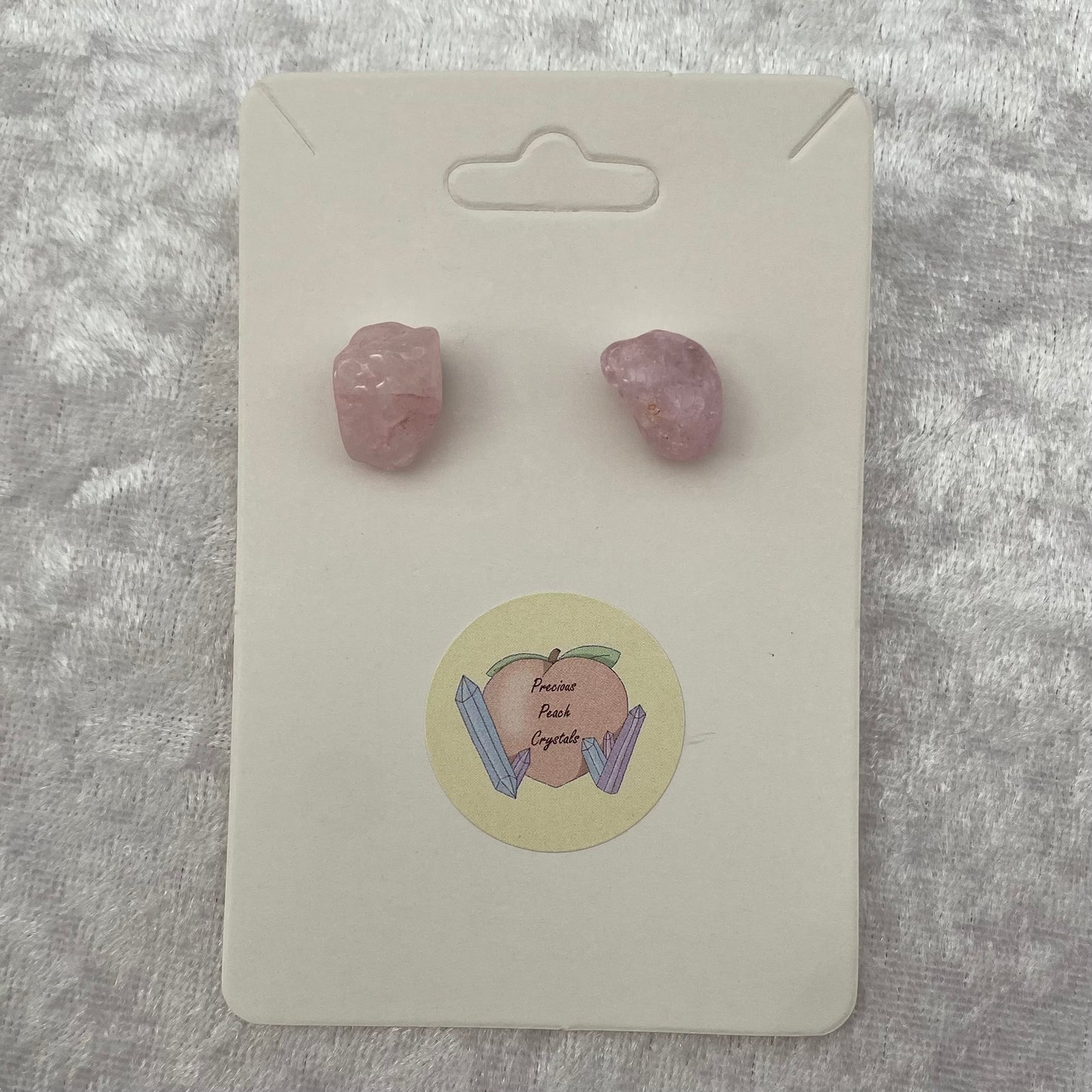 Rose Quartz crystal stud earrings