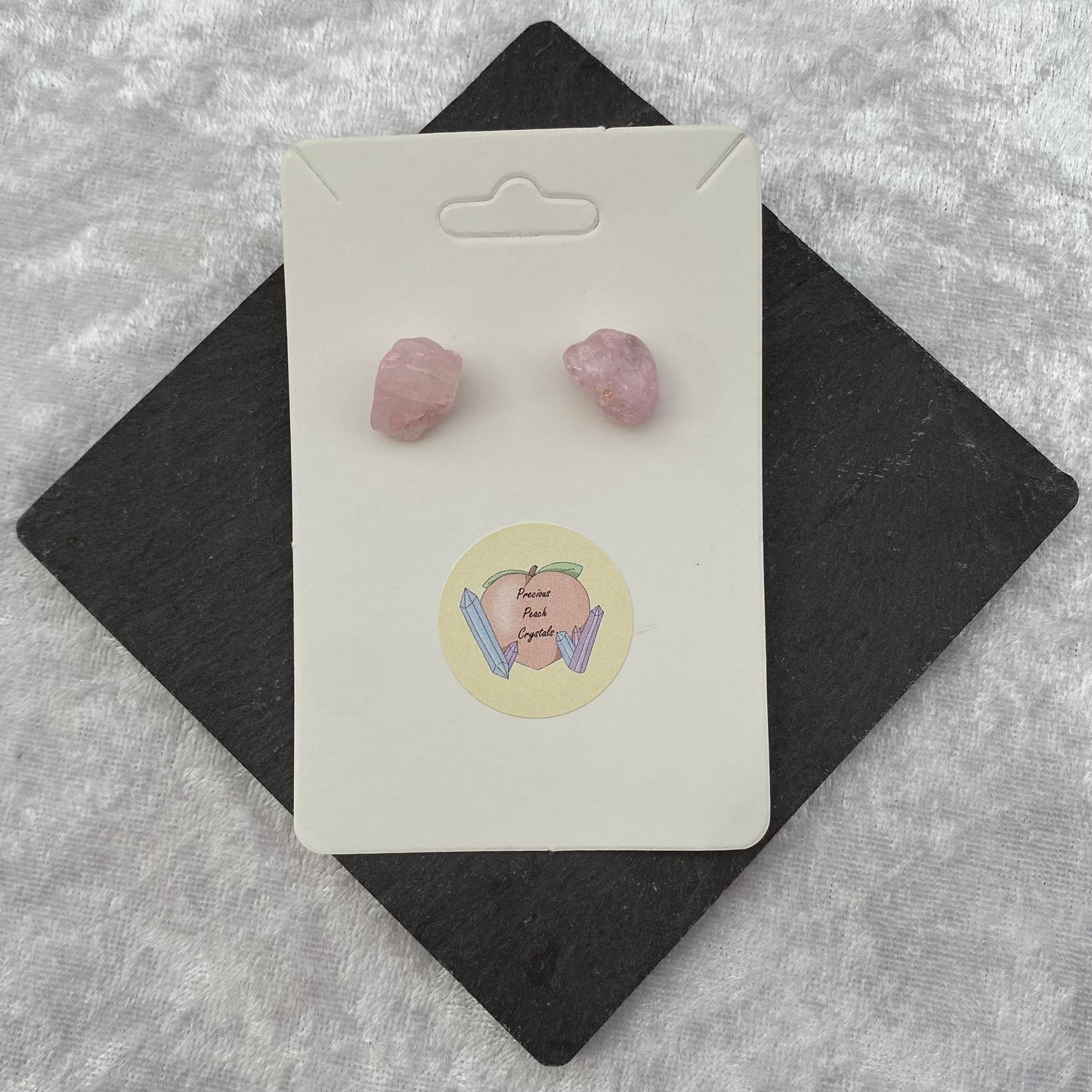 Rose Quartz crystal stud earrings