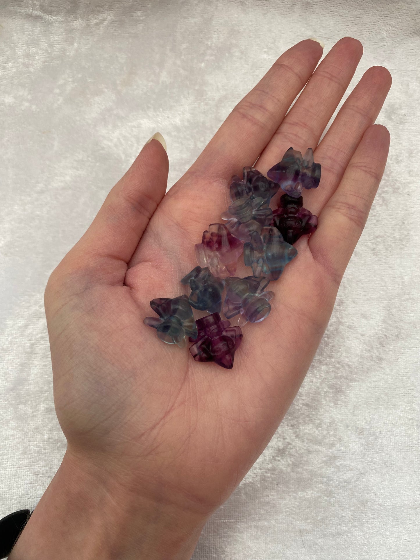Mini Rainbow Fluorite Pokémon Jirachi carvings