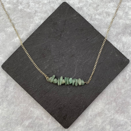 Green Aventurine chipstone chain necklace