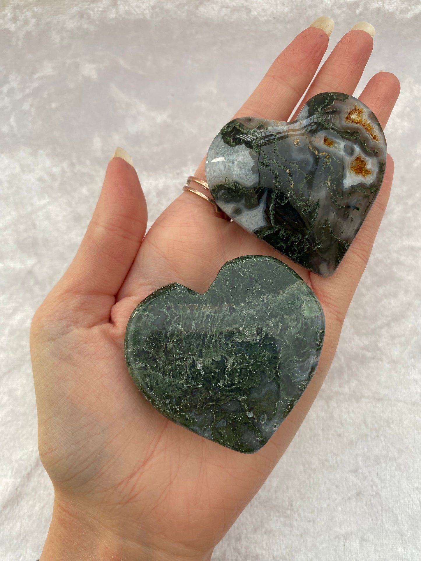 Moss Agate hearts