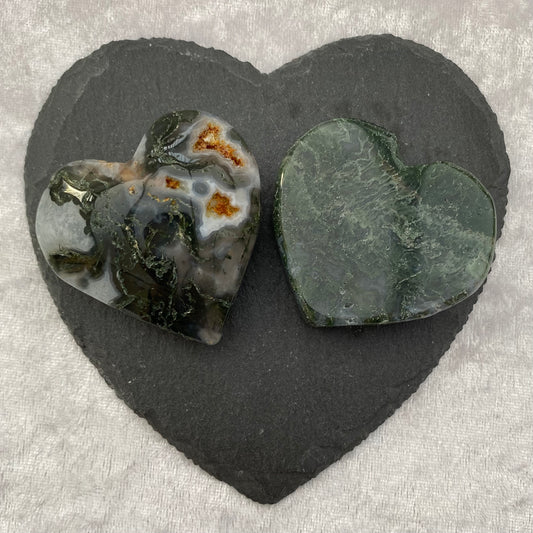 Moss Agate hearts