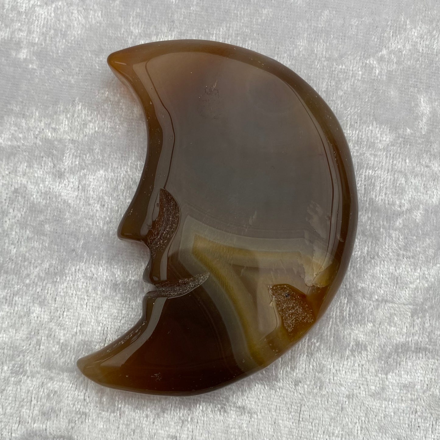 Brown Agate Moon With Face